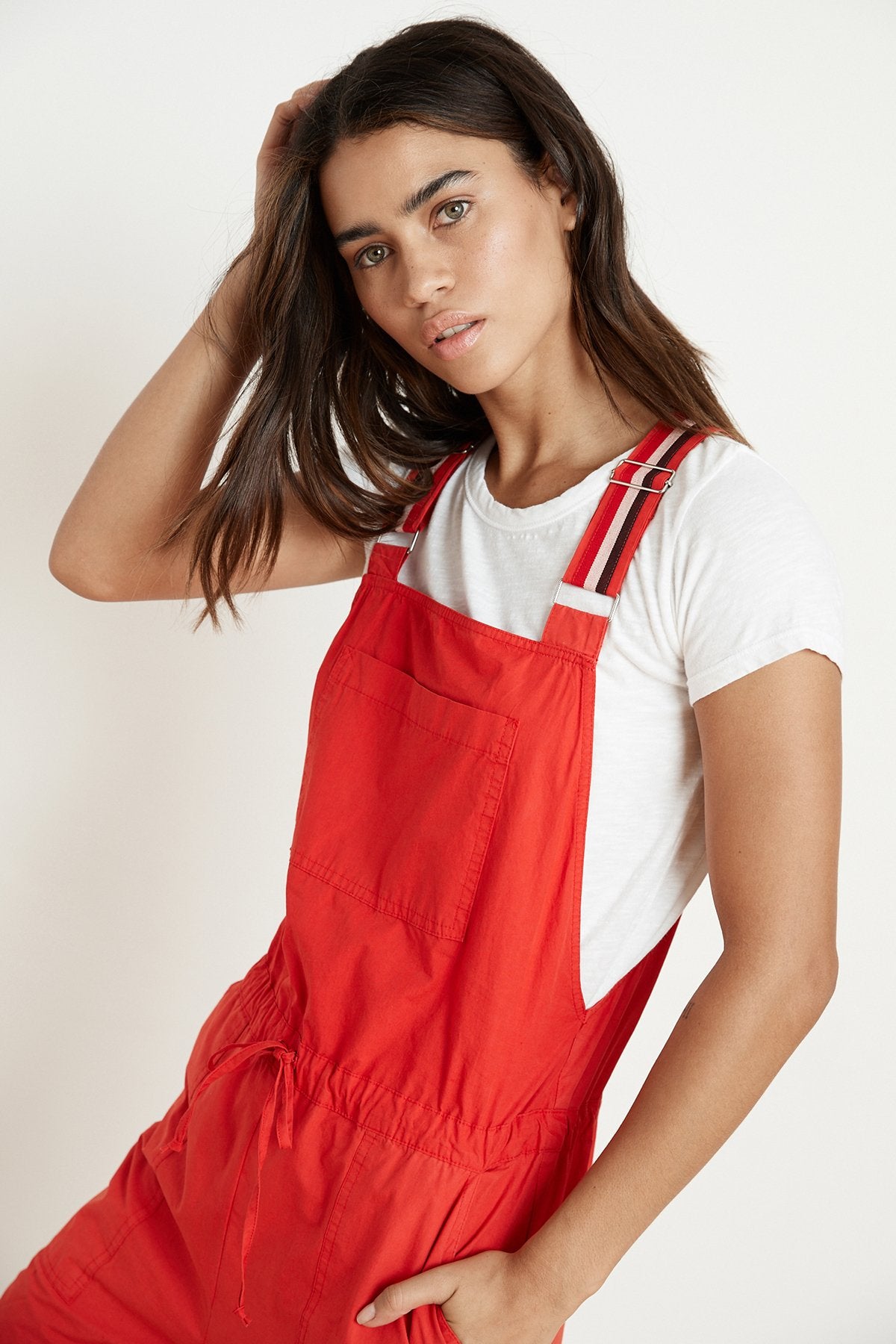 ZANIYAH COTTON POPLIN OVERALLS RED