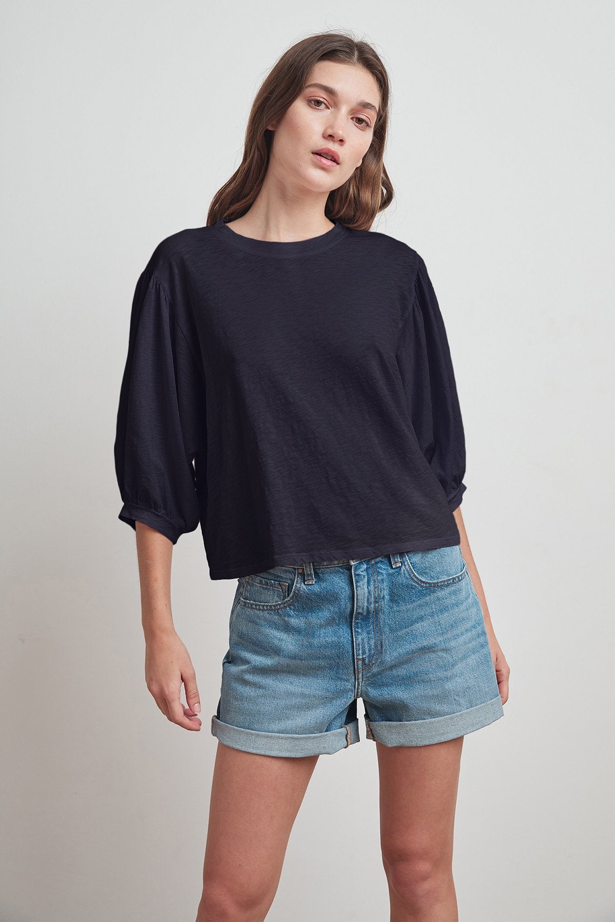 AMARA COTTON SLUB 3/4 SLEEVE TEE