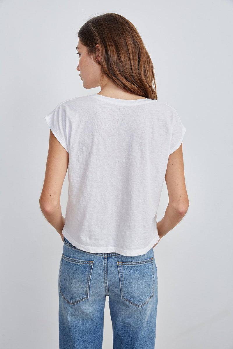 DANIELLA COTTON SLUB MIX CAP SLEEVE TEE