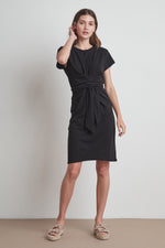 ELSIE COTTON SLUB WRAP TIE DRESS