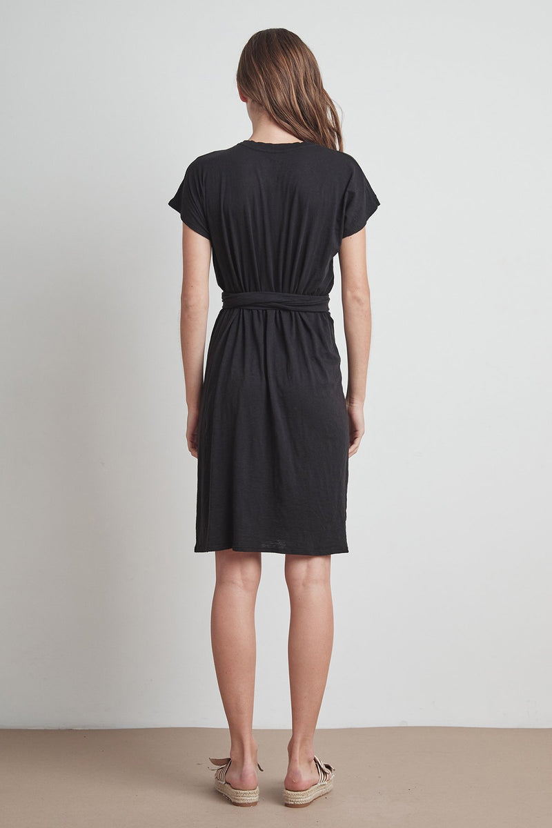 ELSIE COTTON SLUB WRAP TIE DRESS