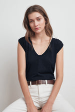 JAYDEN COTTON SLUB SCOOP NECK TEE