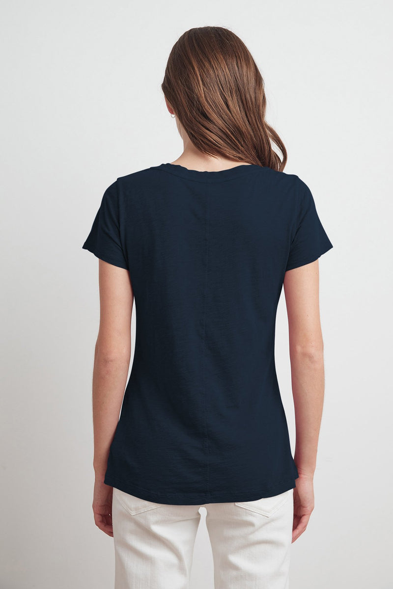 LILITH COTTON SLUB V-NECK TEE