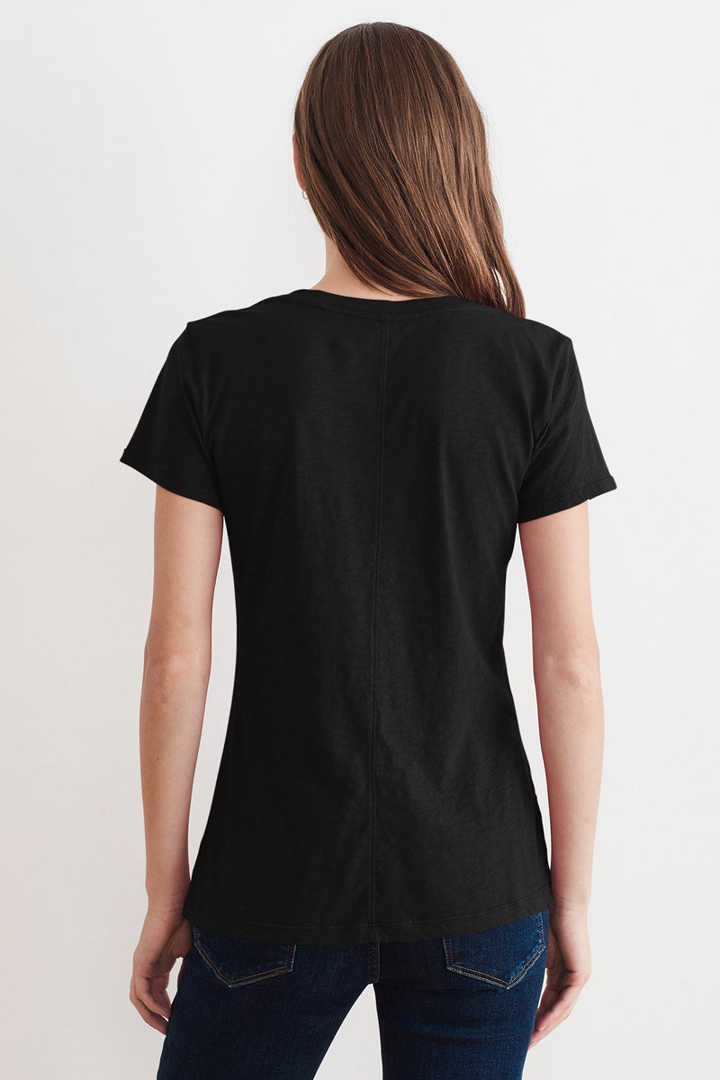 LILITH COTTON SLUB V-NECK TEE