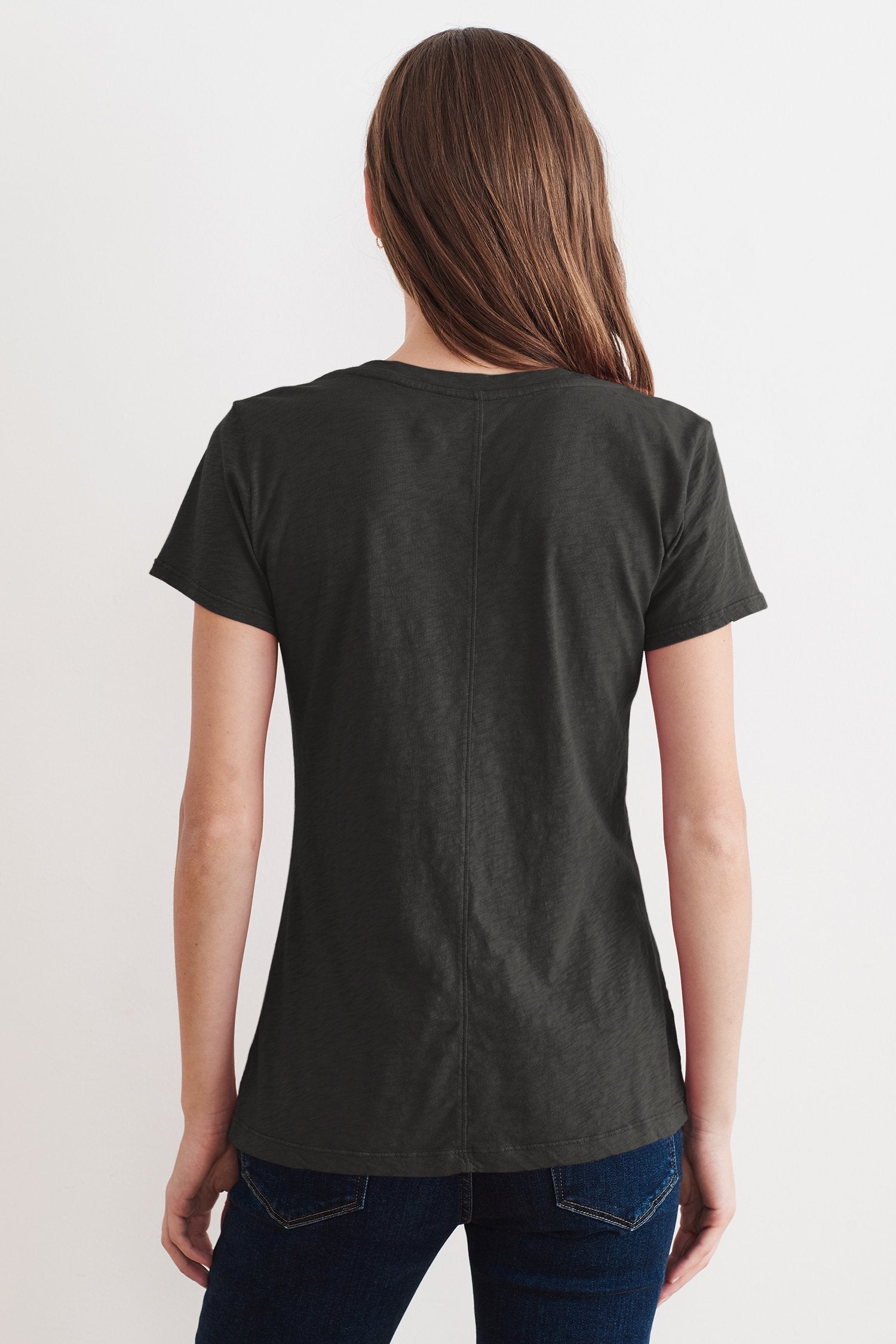 LILITH COTTON SLUB V-NECK TEE