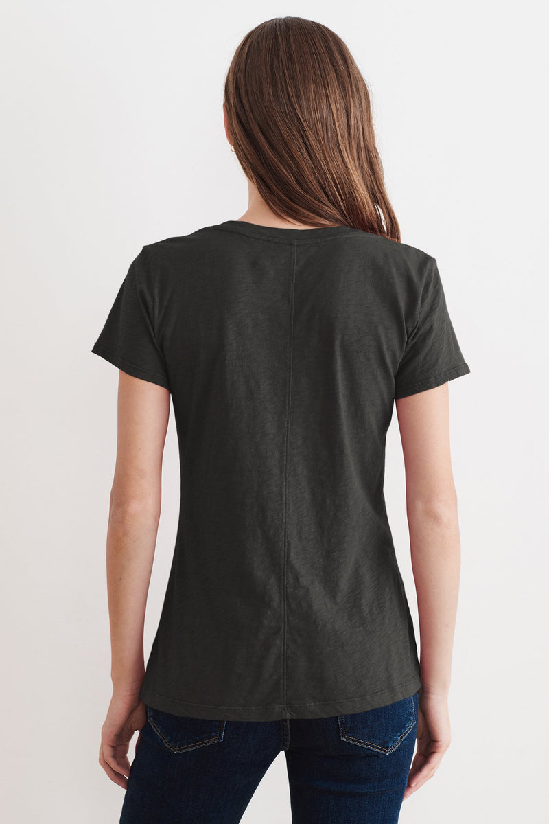 LILITH COTTON SLUB V-NECK TEE