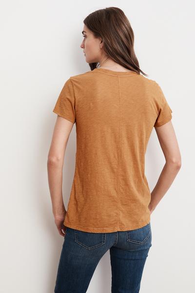 LILITH COTTON SLUB V-NECK TEE
