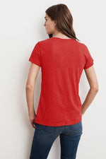 LILITH COTTON SLUB V-NECK TEE