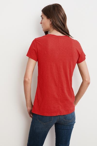 LILITH COTTON SLUB V-NECK TEE