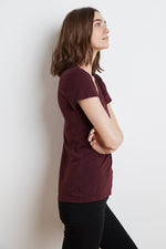 LILITH COTTON SLUB V-NECK TEE