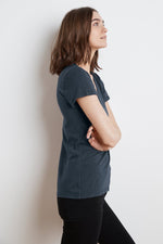 LILITH COTTON SLUB V-NECK TEE