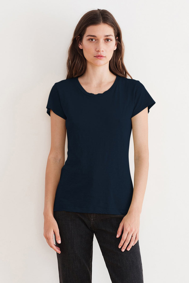 ODELIA COTTON SLUB CREW NECK TEE