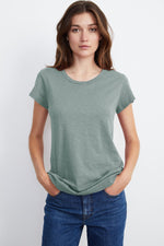 ODELIA COTTON SLUB CREW NECK TEE