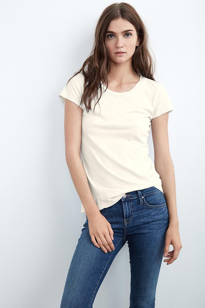 ODELIA COTTON SLUB CREW NECK TEE