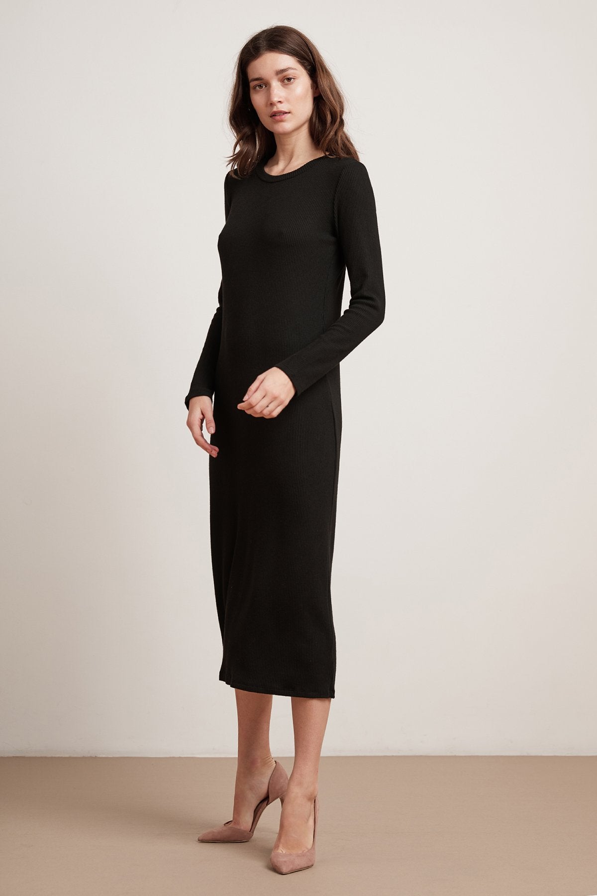 FARAH COZY RIB LONG SLEEVE DRESS