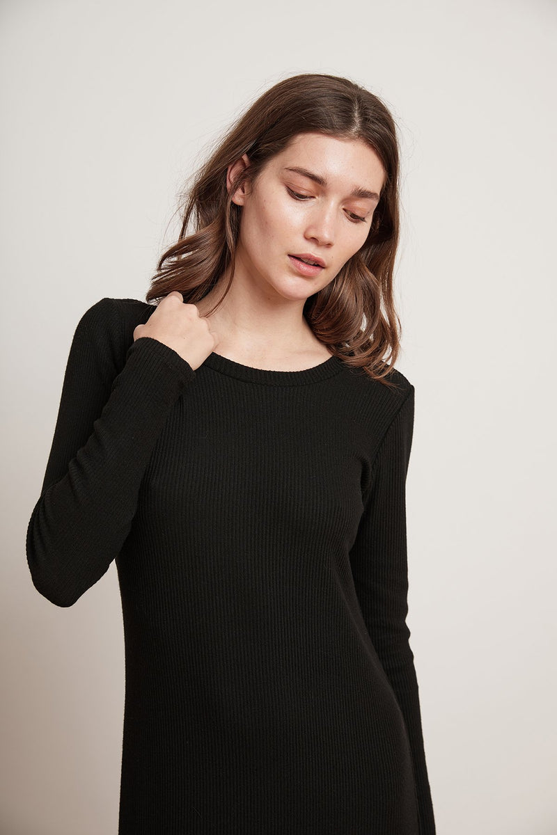 FARAH COZY RIB LONG SLEEVE DRESS