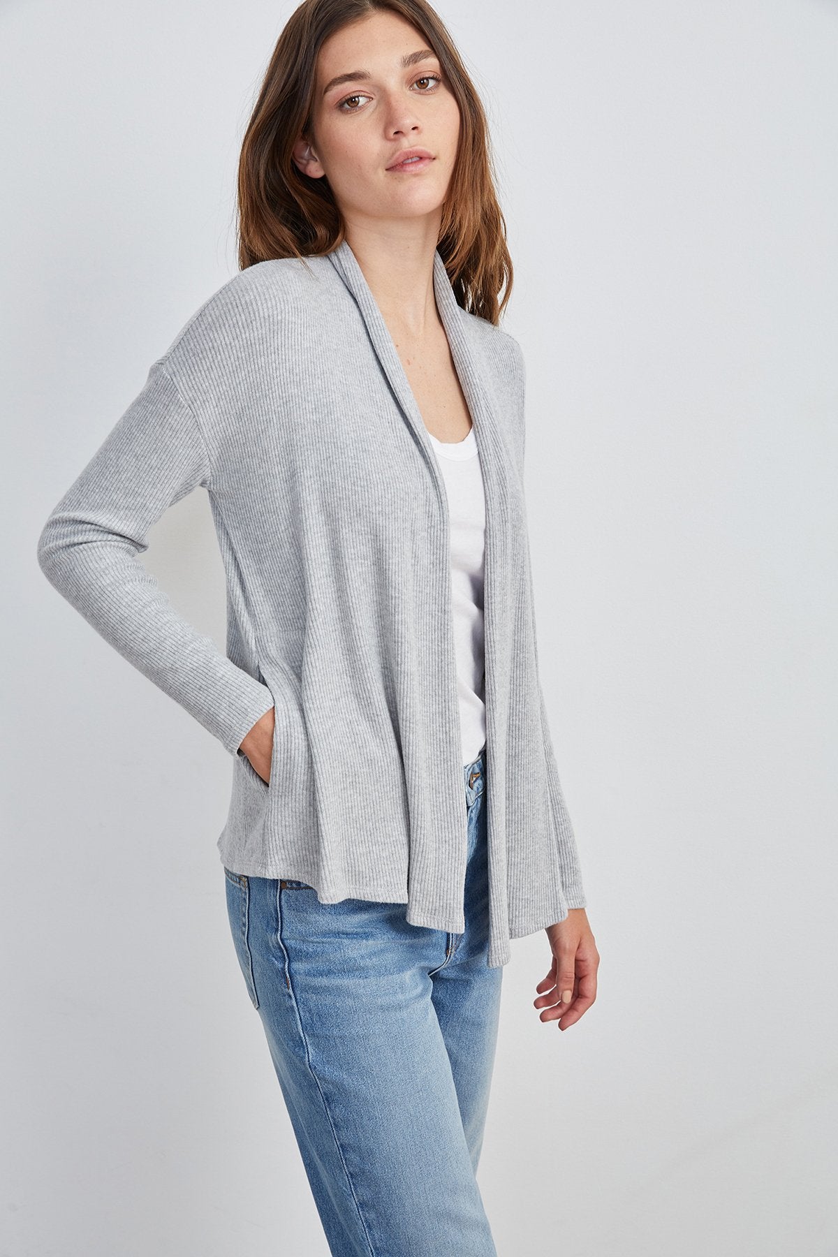 VEVINA COZY RIB OPEN CARDIGAN