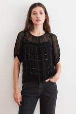 CECILIA SEQUIN CHIFFON TOP