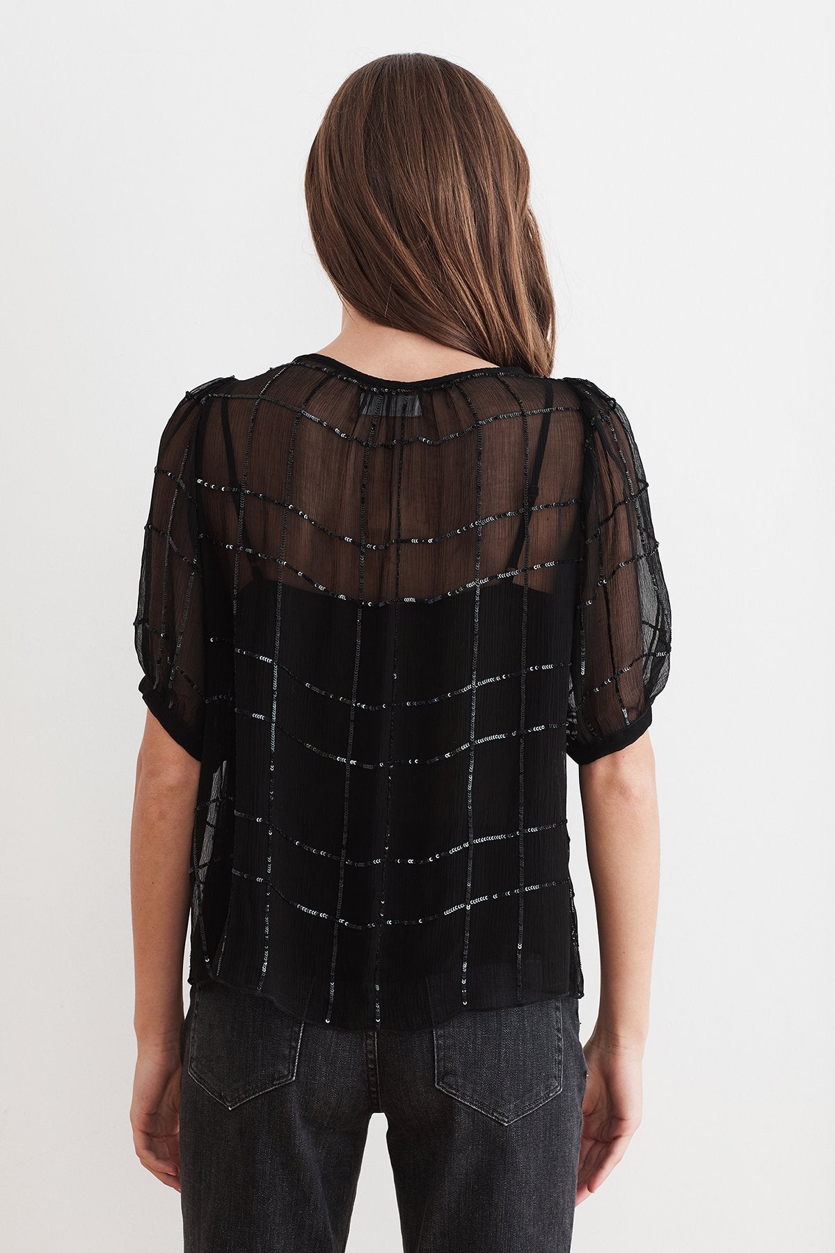 CECILIA SEQUIN CHIFFON TOP