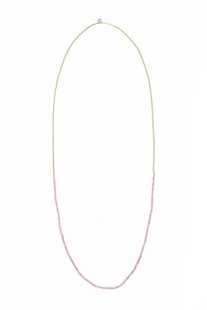 DRIFT KNOTTED STRAWBERRY QUARTZ NECKLACE BY ILD