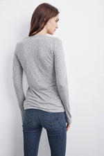 ZOFINA LIGHT HEATHER GAUZY WHISPER FITTED CREW NECK TEE