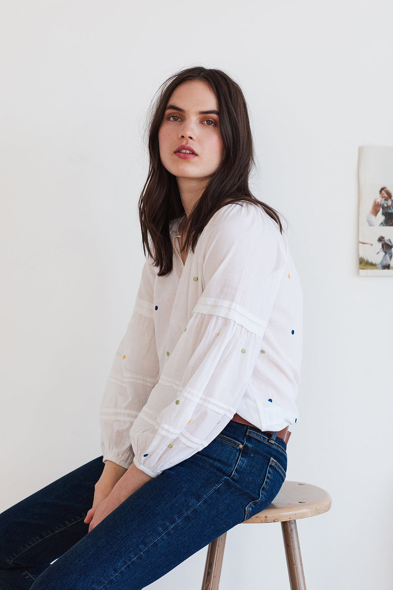 DORI EMBROIDERED PEASANT BLOUSE