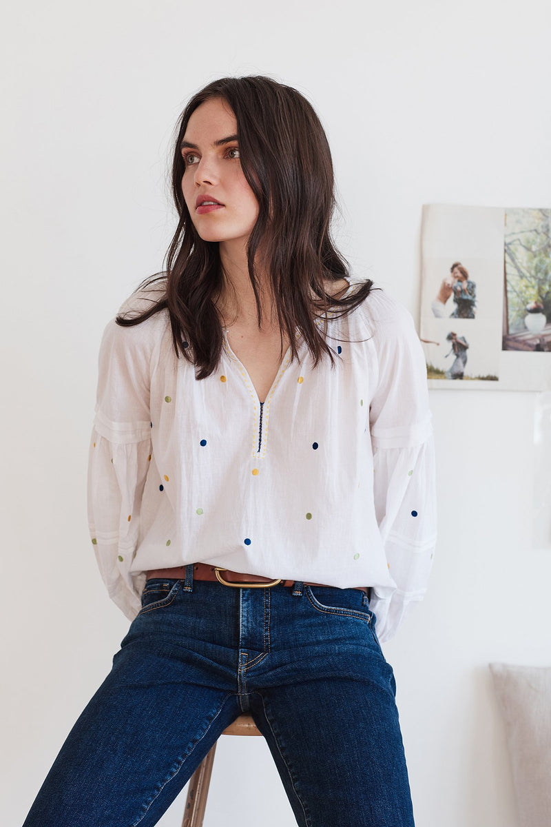 DORI EMBROIDERED PEASANT BLOUSE