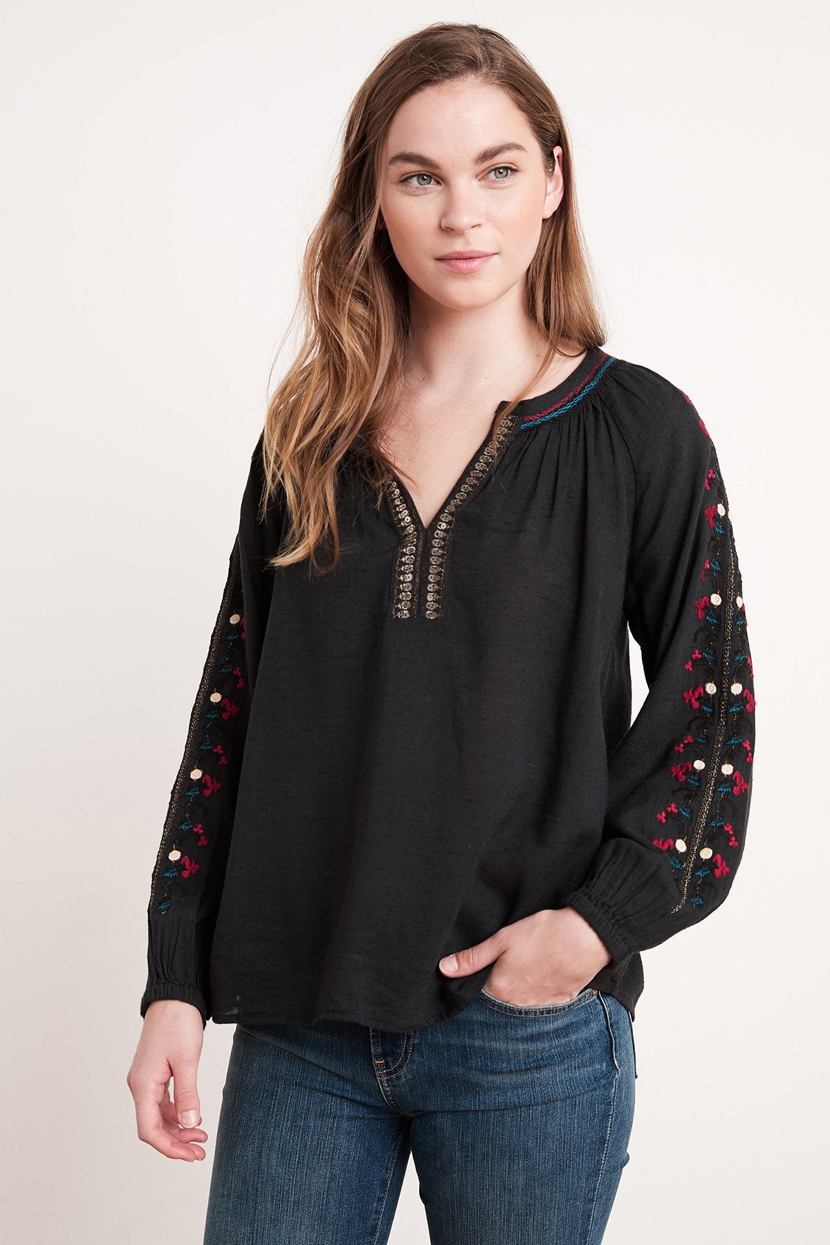 HUNTER FLORES EMBROIDERY BLOUSE