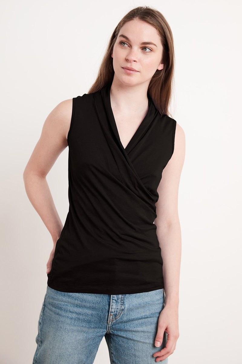 ADELISE GAUZY WHISPER FITTED WRAP TANK