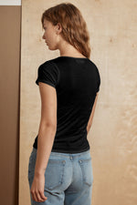 BOBBIE GAUZY WHISPER CINCHED V-NECK TEE