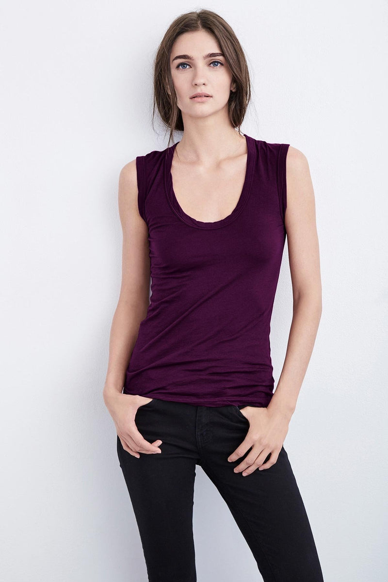 ESTINA GAUZY WHISPER FITTED TANK TOP