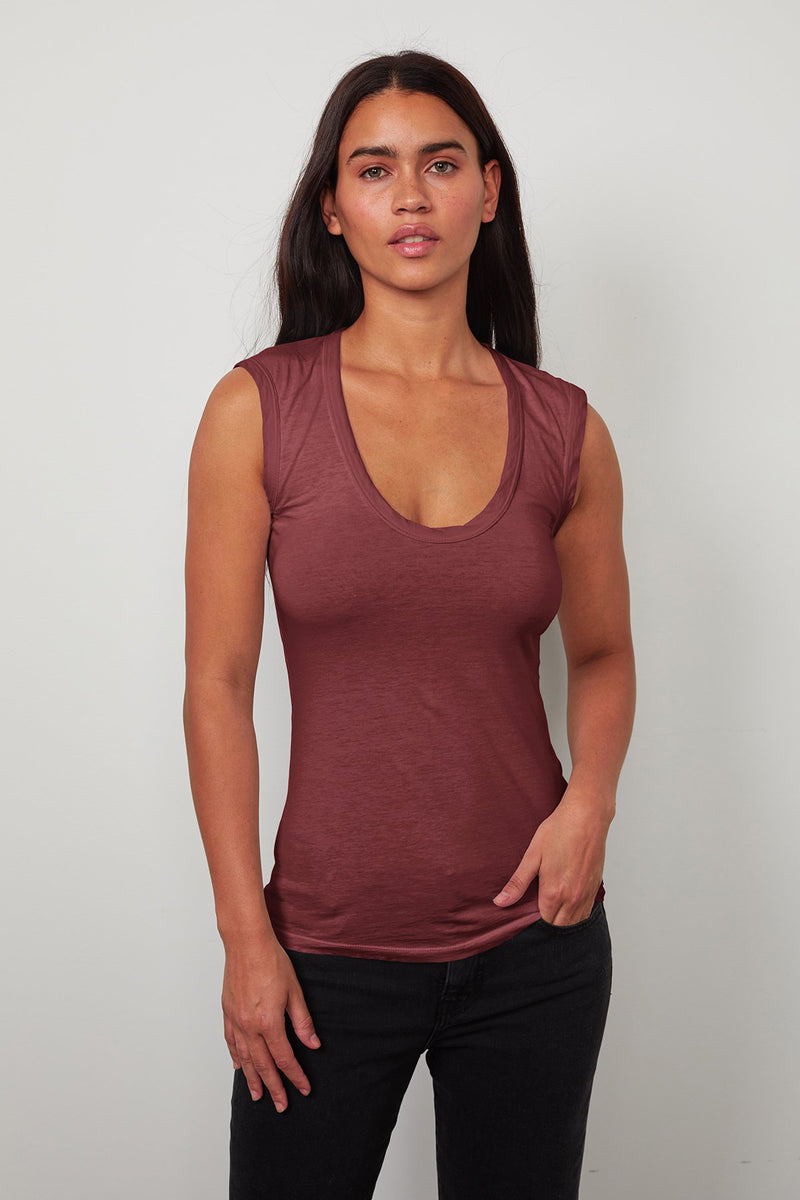 ESTINA GAUZY WHISPER FITTED TANK TOP