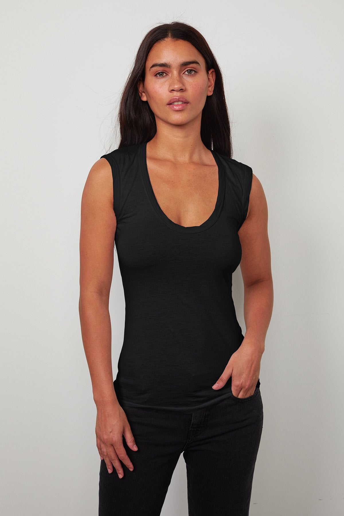 ESTINA GAUZY WHISPER FITTED TANK TOP