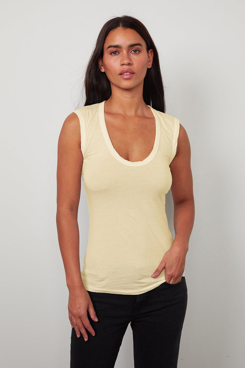 ESTINA GAUZY WHISPER FITTED TANK TOP