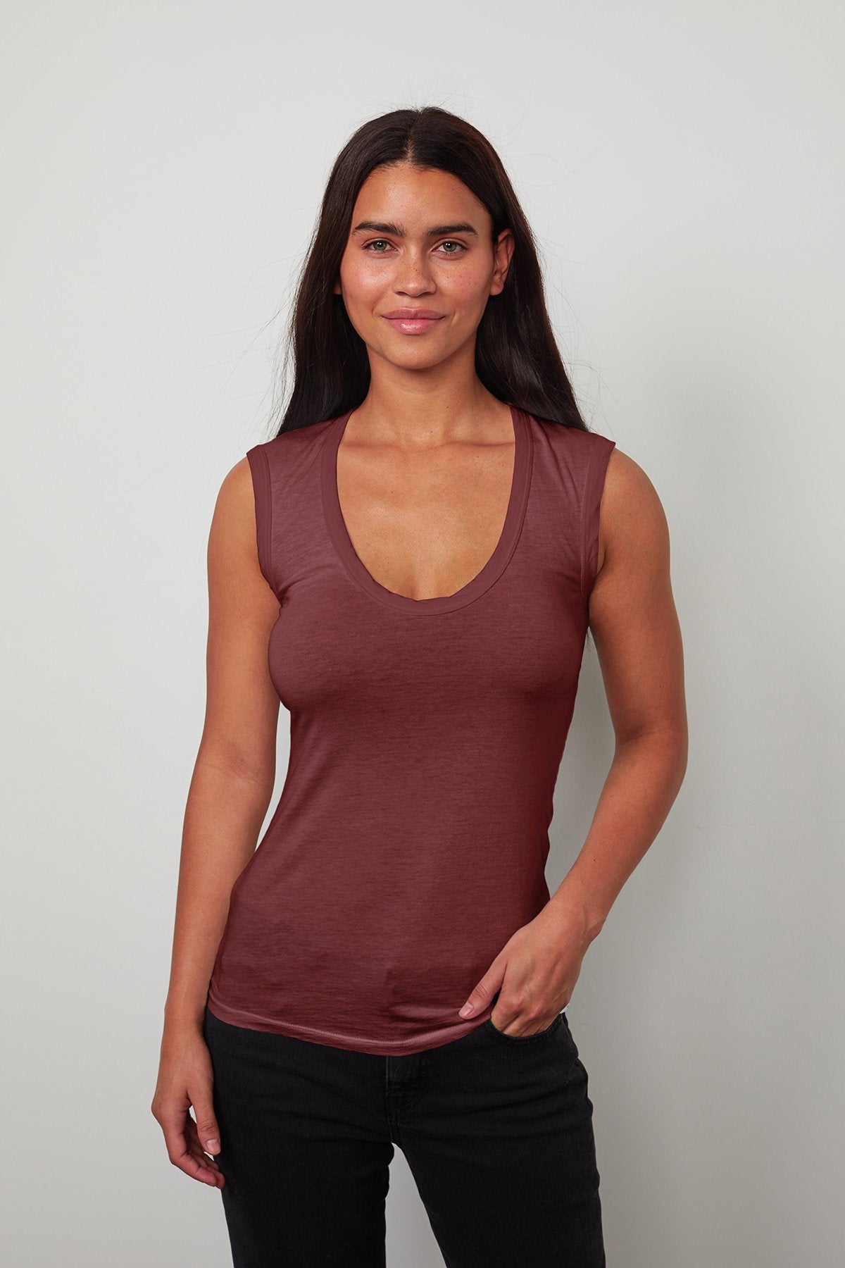 ESTINA GAUZY WHISPER FITTED TANK TOP