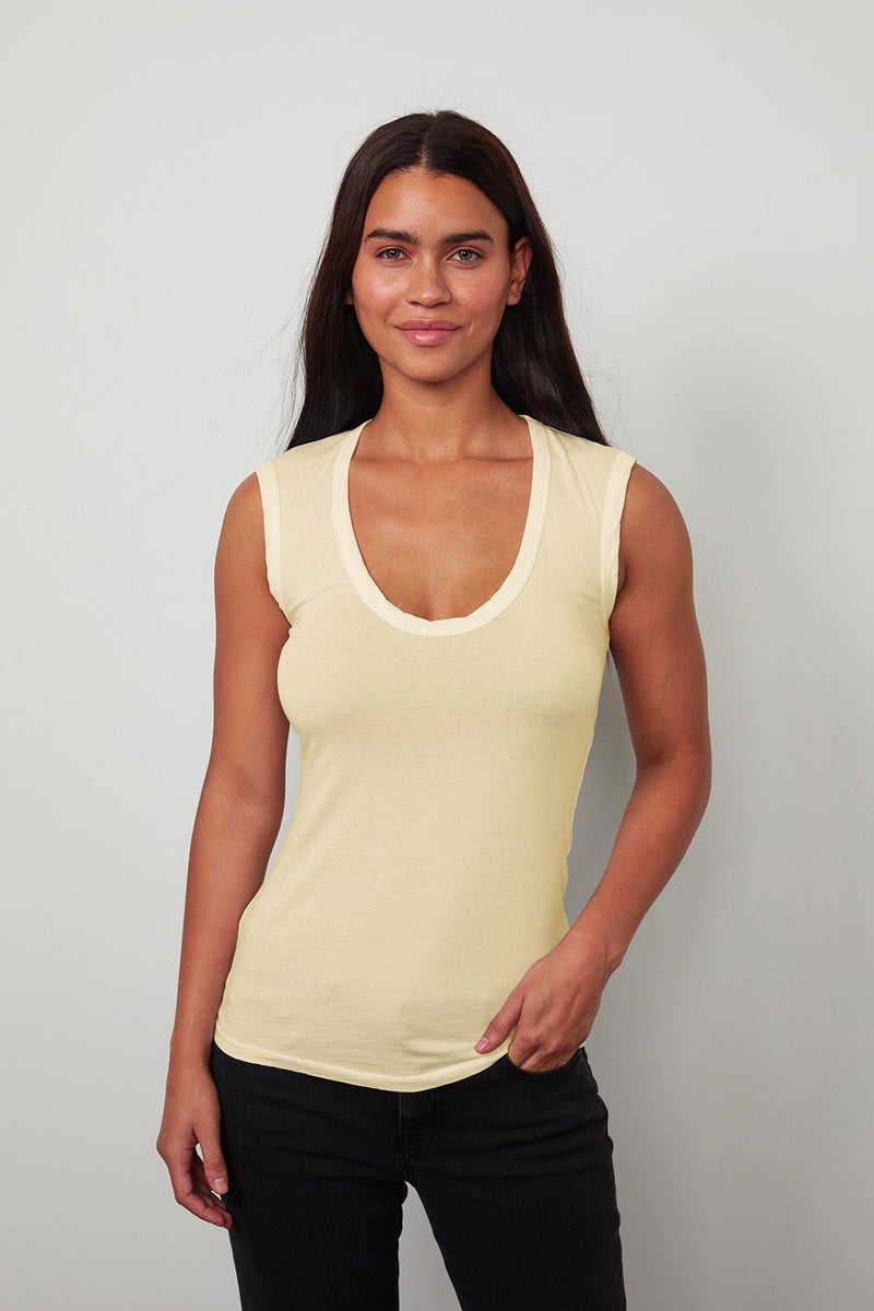 ESTINA GAUZY WHISPER FITTED TANK TOP