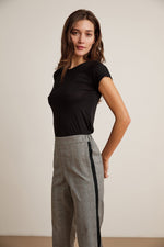 ADELA SIDE STRIPE PLAID PANT