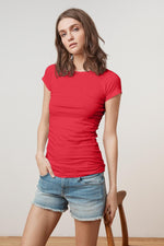 JEMMA GAUZY WHISPER FITTED CREW NECK TEE