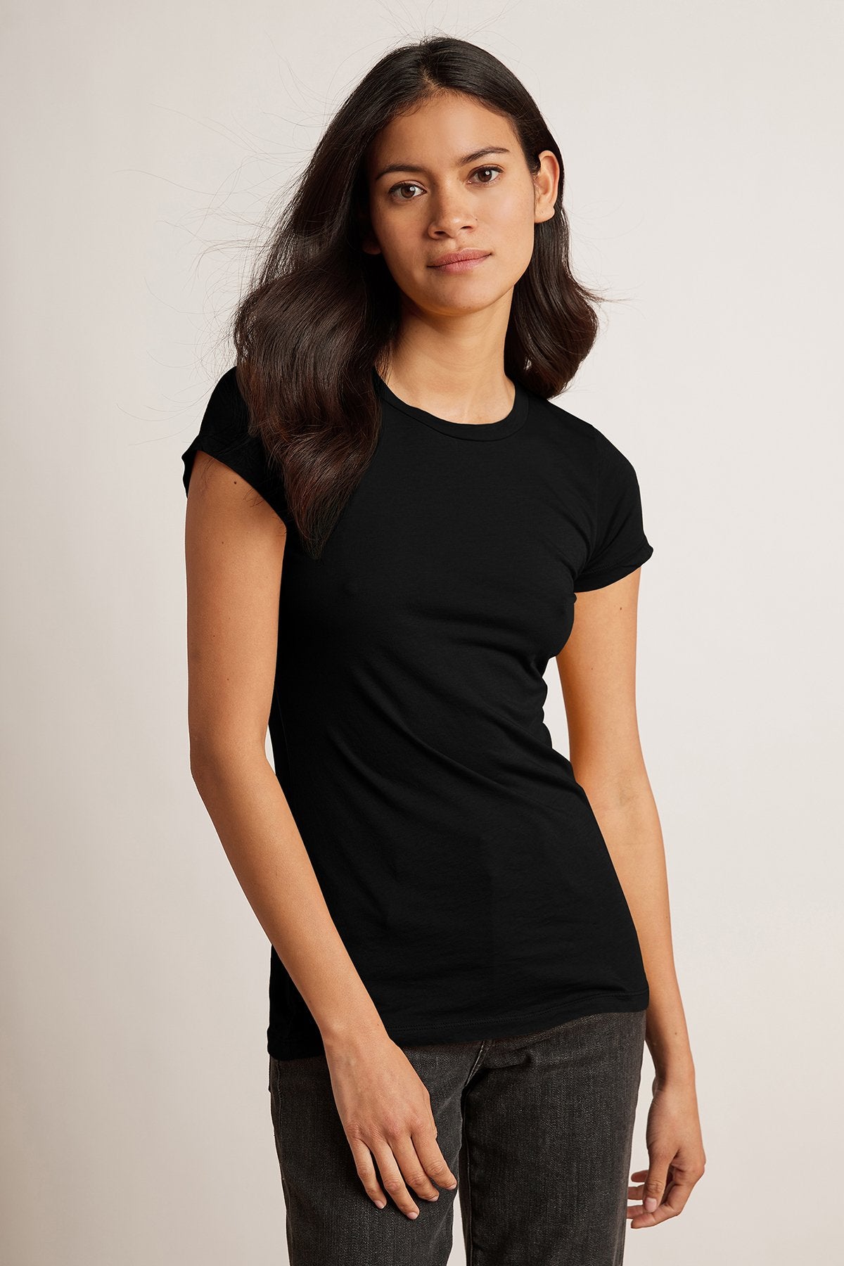 JEMMA GAUZY WHISPER FITTED CREW NECK TEE