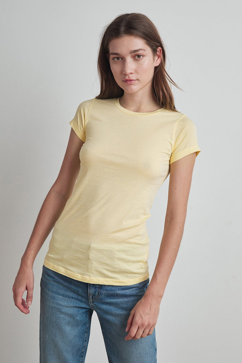 JEMMA GAUZY WHISPER FITTED CREW NECK TEE