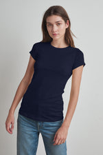 JEMMA GAUZY WHISPER FITTED CREW NECK TEE