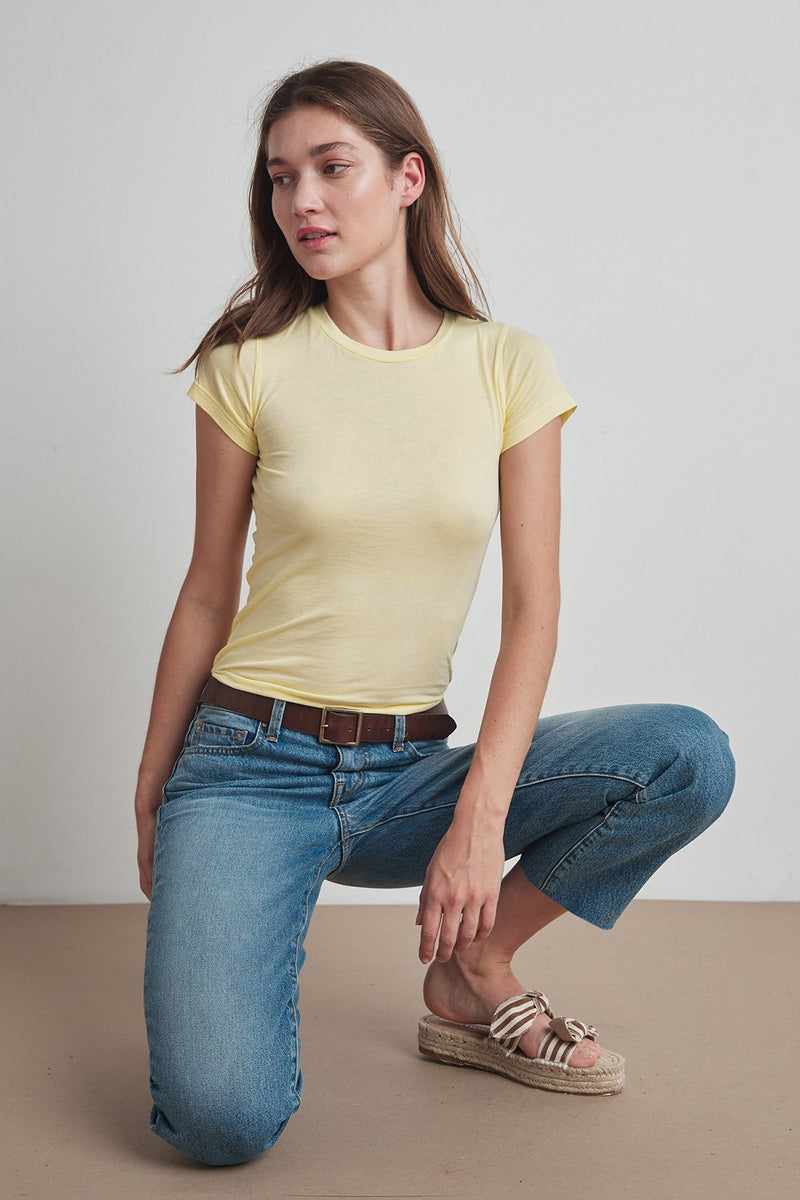 JEMMA GAUZY WHISPER FITTED CREW NECK TEE