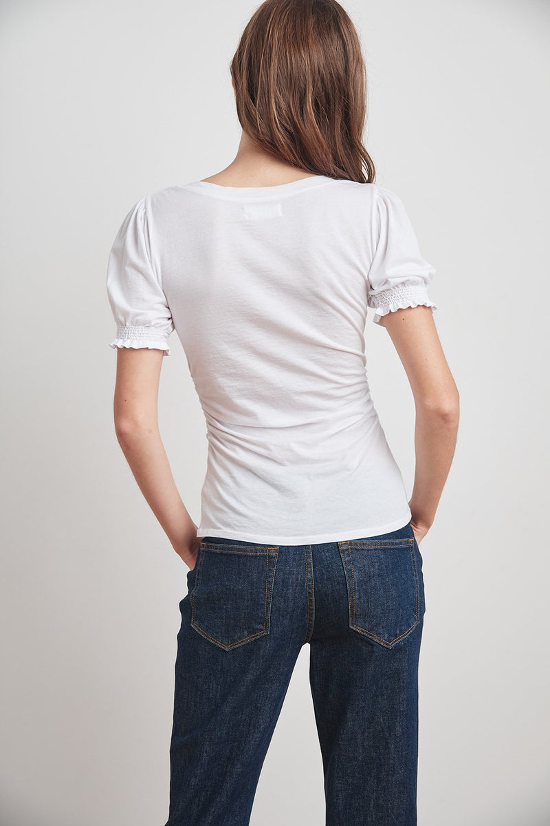 KAMI GAUZY WHISPER SHIRRED SLEEVE TOP