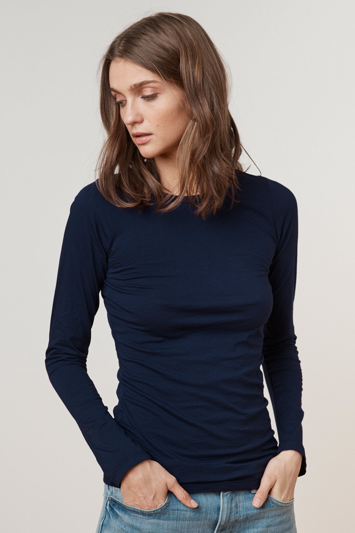 ZOFINA GAUZY WHISPER FITTED CREW NECK TEE