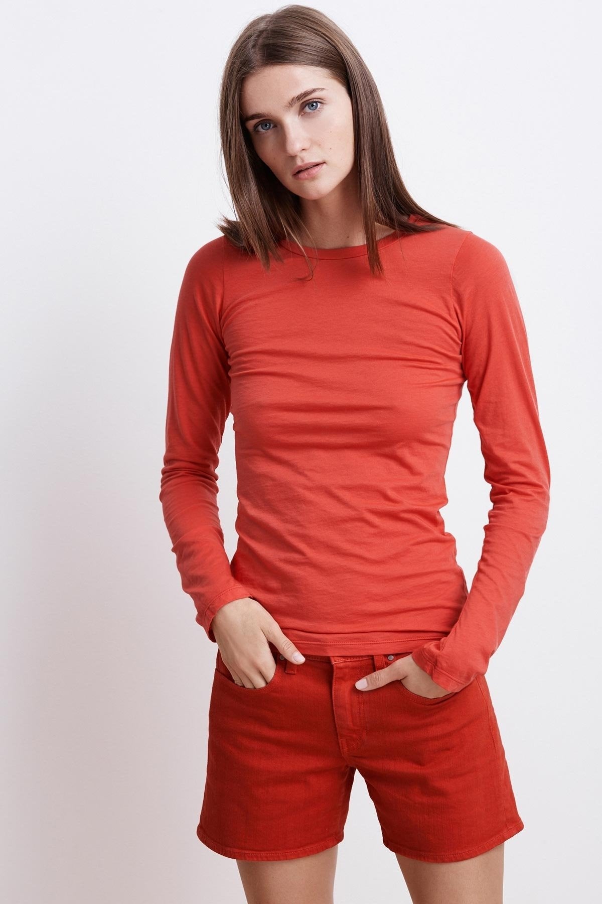 ZOFINA GAUZY WHISPER FITTED CREW NECK TEE