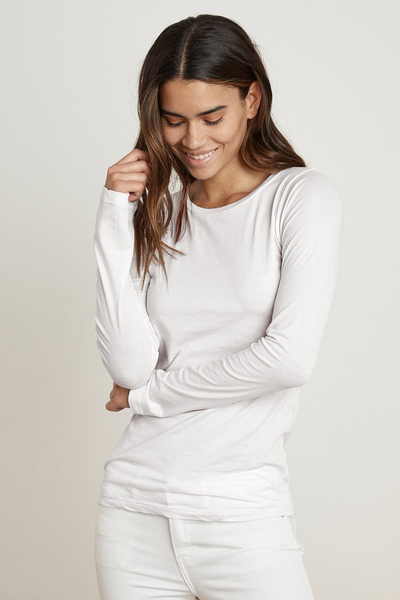 ZOFINA GAUZY WHISPER FITTED CREW NECK TEE