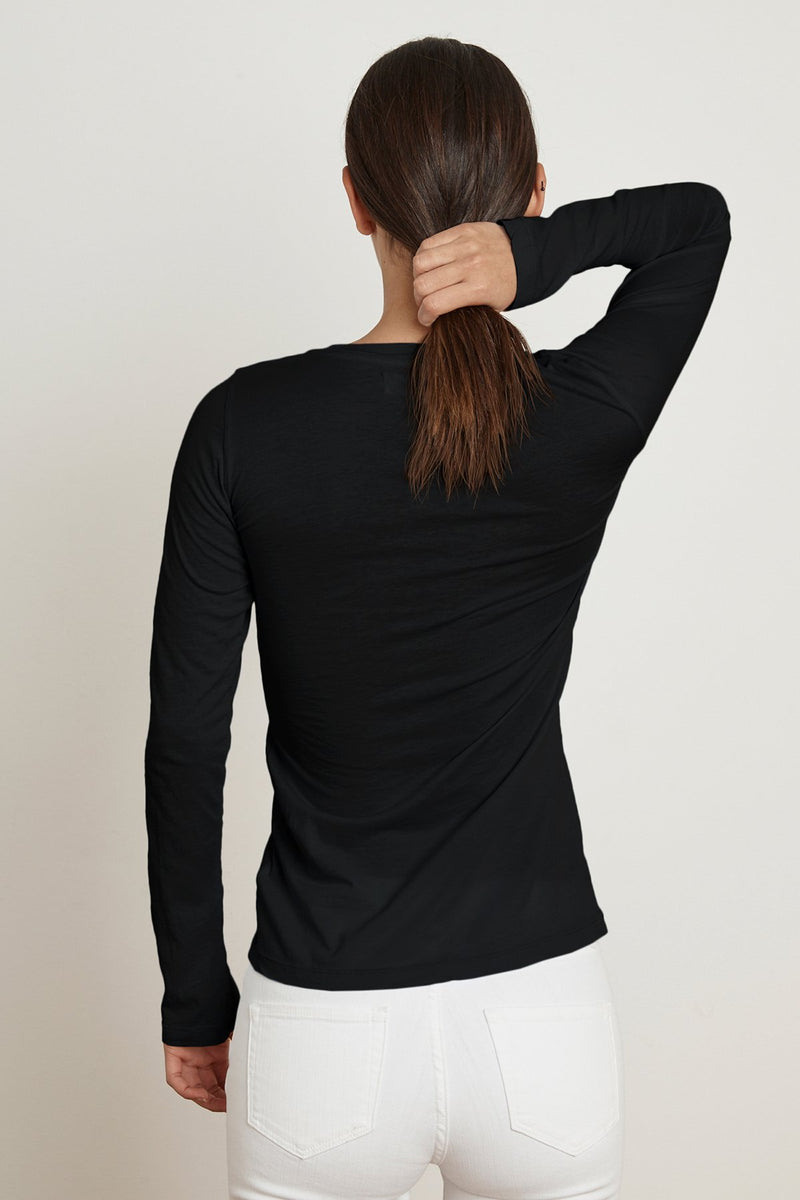 ZOFINA GAUZY WHISPER FITTED CREW NECK TEE