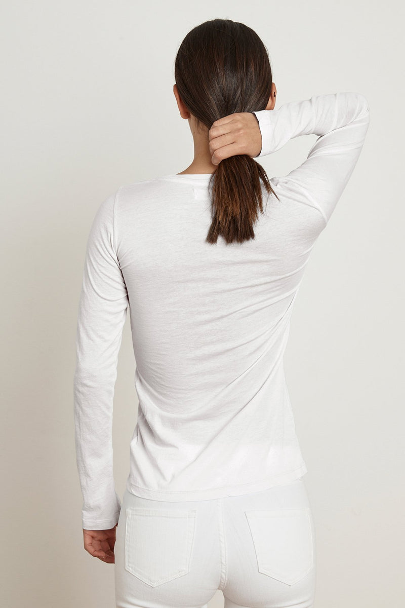 ZOFINA GAUZY WHISPER FITTED CREW NECK TEE