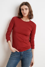 ZOFINA GAUZY WHISPER FITTED CREW NECK TEE