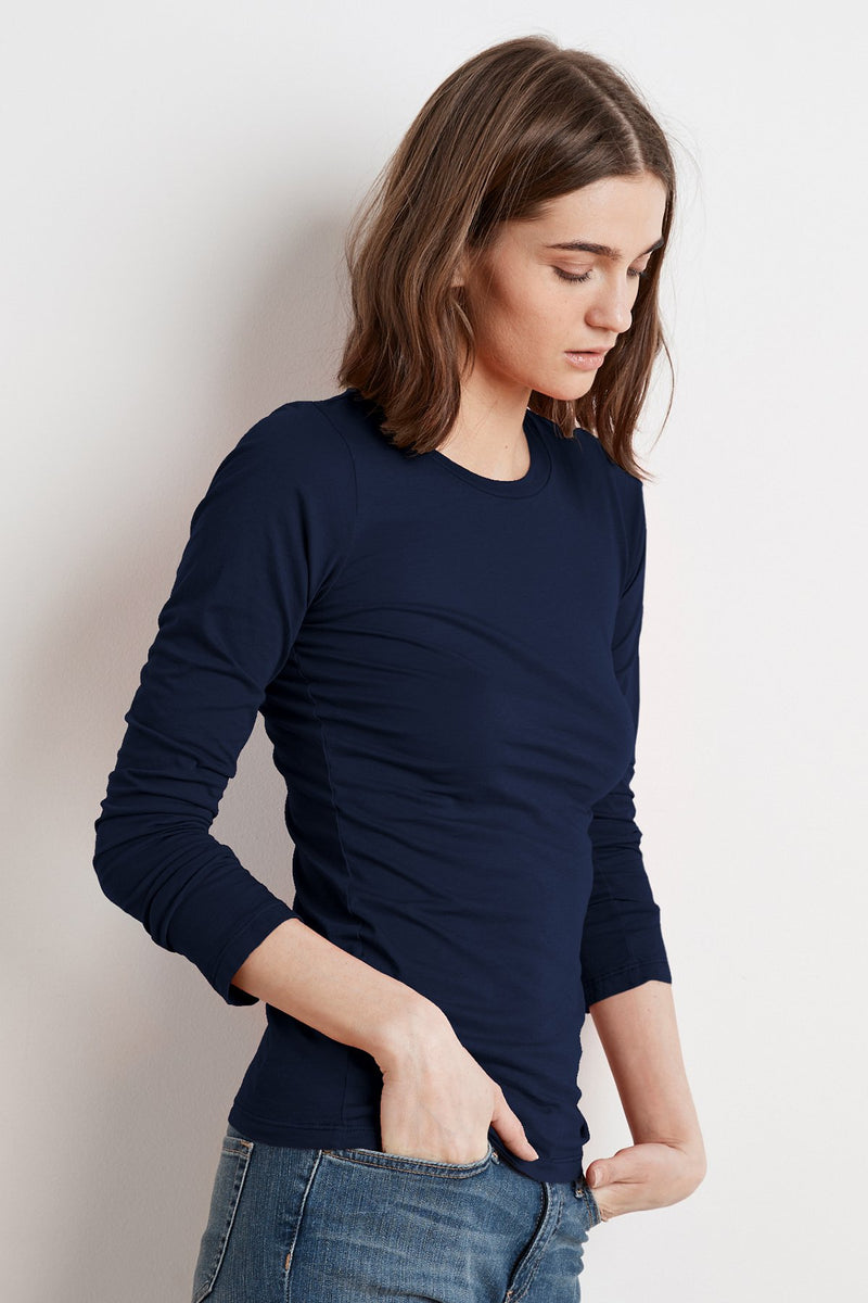 ZOFINA GAUZY WHISPER FITTED CREW NECK TEE